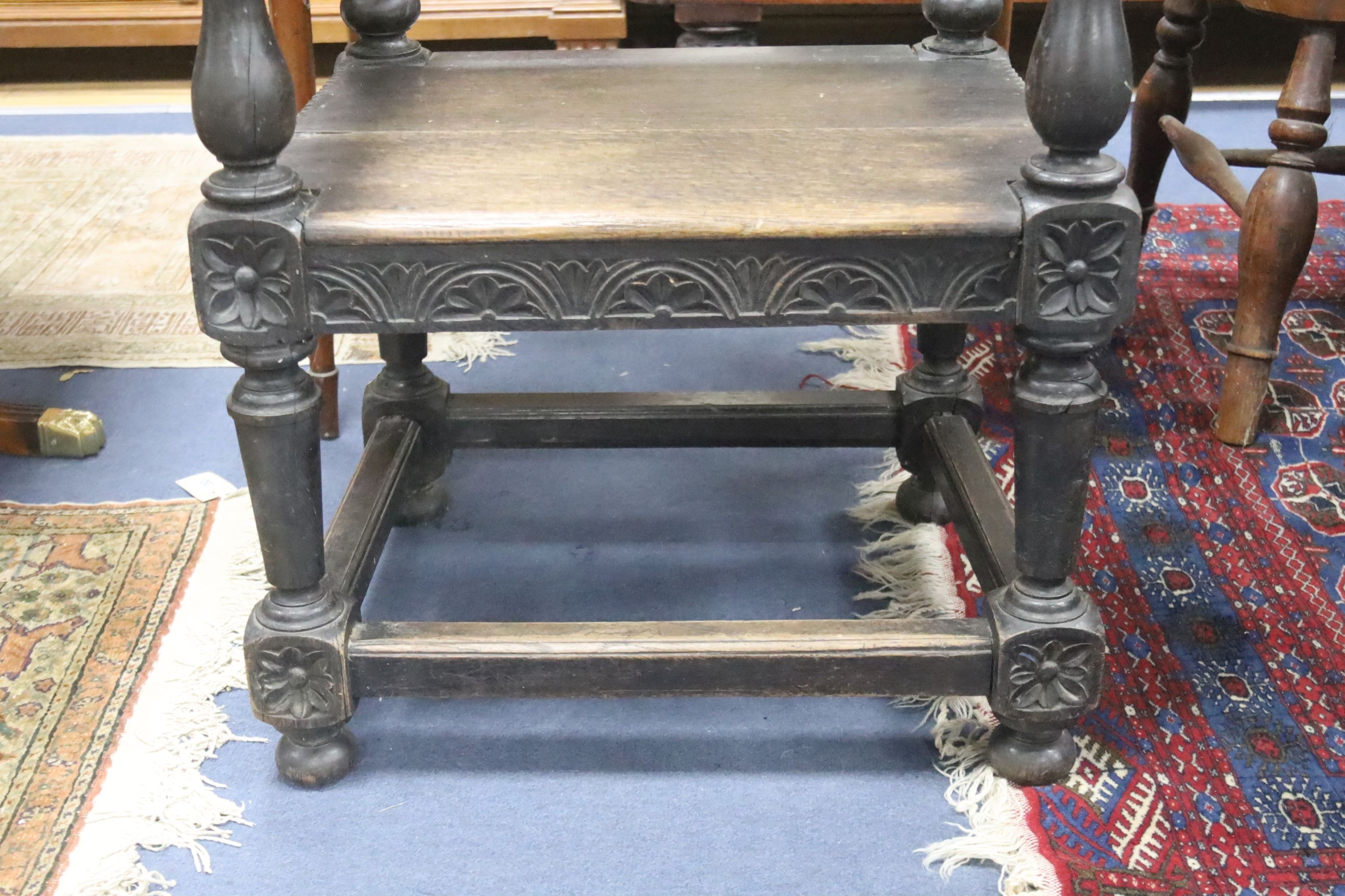 An oak wainscot chair in 17th century style